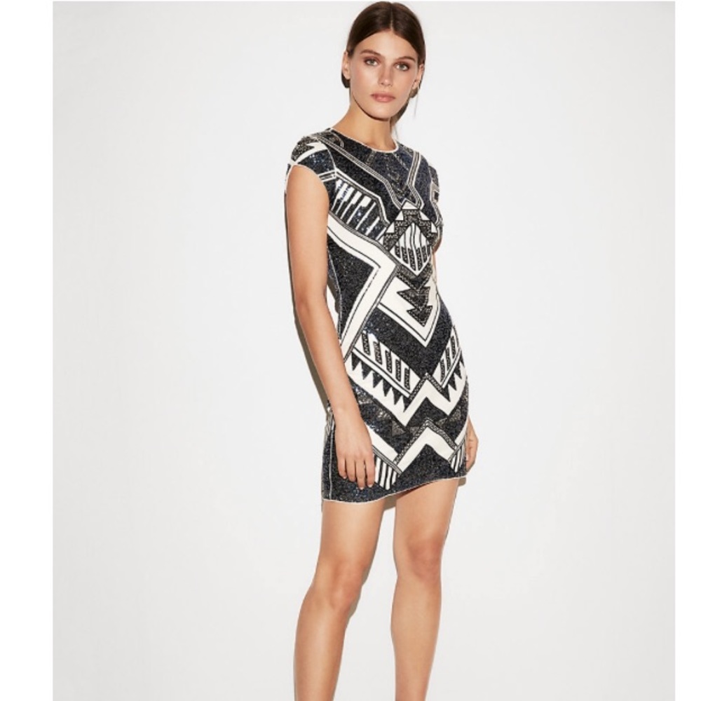 EXPRESS Sequin Cap Sleeve Mini Dress
